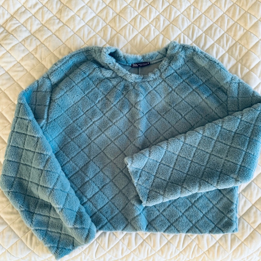 Zara slightly cropped fuzzy sweater/sweatshirt.